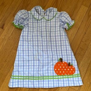 Precious kids blue plaid pumpkin dress